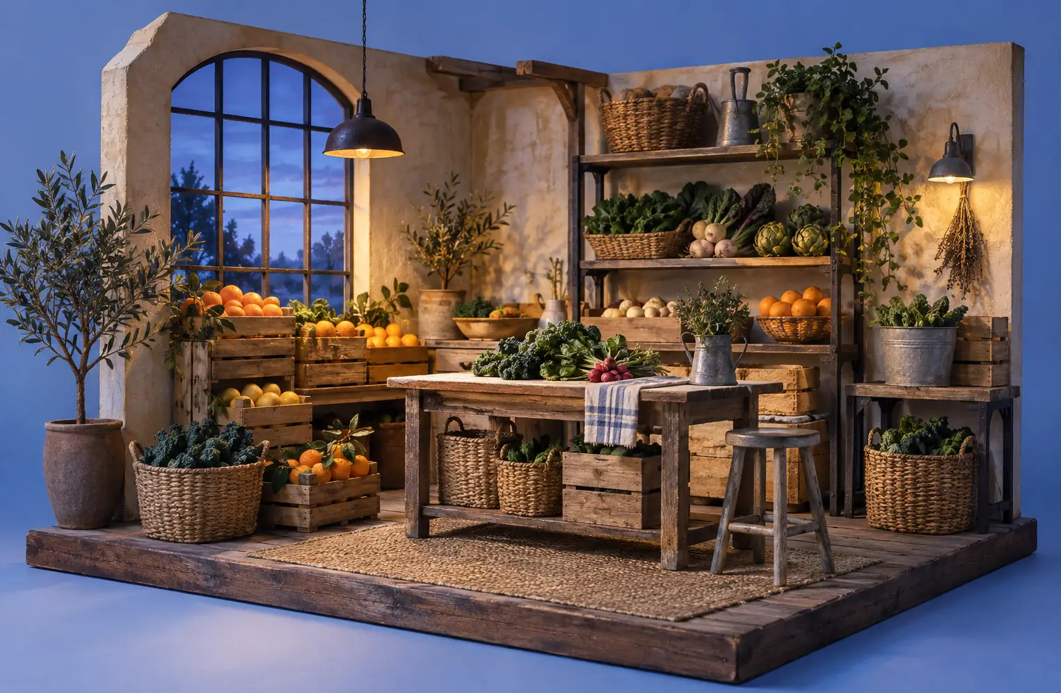 Illustration of specialty markets and their working space